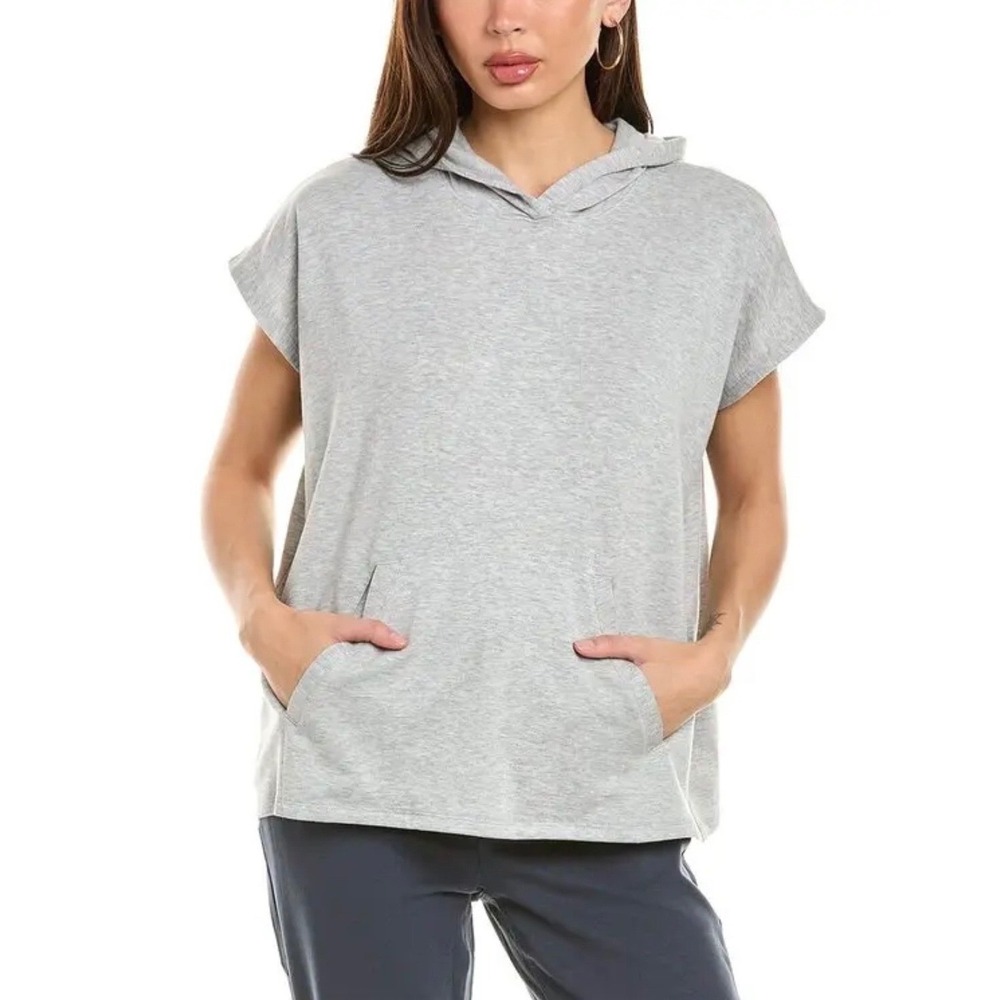 Eileen Fisher 3X Gray Hooded Poncho Top Short Sleeve Pullover Pockets - Picture 4 of 9